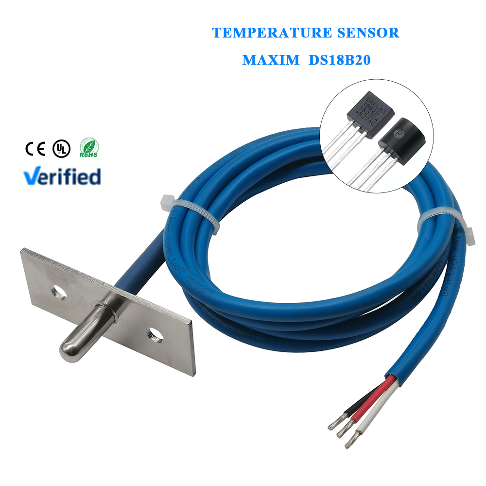 DS18B20 3-Wire 1M Temperature Sensor with Flange Stainless Steel Probe